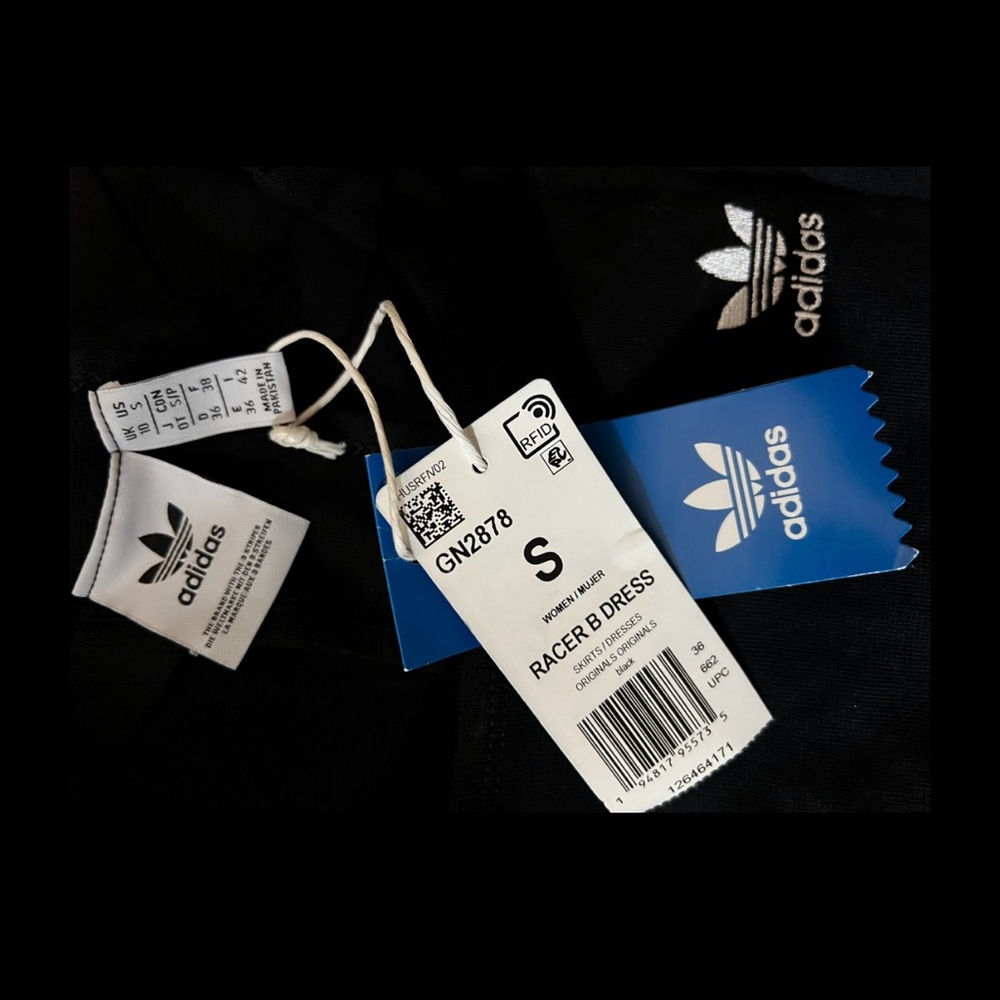 NWT ADIDAS 3-Stripes BLACK Racerback Tennis Golf TANK DRESS S - Picture 4 of 4